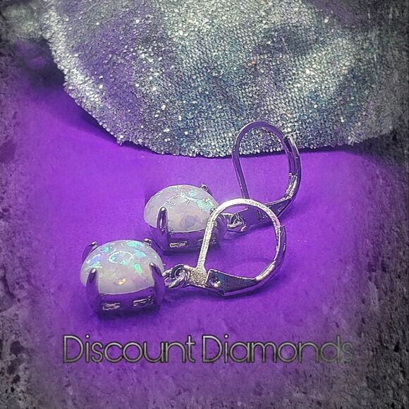 2.0 Ct.Fire Opal Dangling Leverback Earrings on 925 Silver - Women's Jewelry - Picture 5 of 12